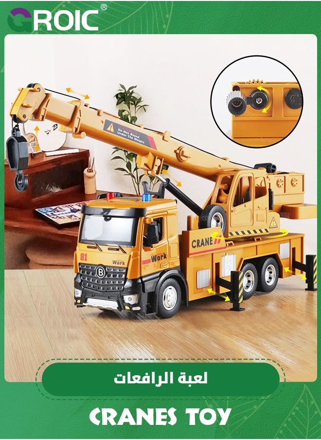 GROIC - Children Crane Toy Metal DieCast Crane Model，Construction Truck Toys with Simulated Sounds and Lights,Large Crane Truck Toy - Image 1