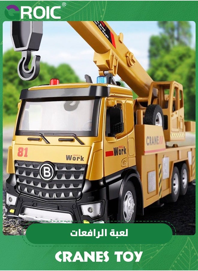 GROIC - Children Crane Toy Metal DieCast Crane Model，Construction Truck Toys with Simulated Sounds and Lights,Large Crane Truck Toy - Image 1