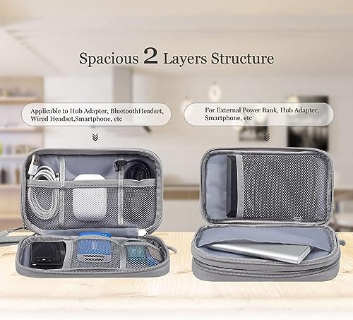 CAOODKDK Electronic Organizer Bag, Waterproof Portable Electronic Organizer Travel Accessories Cable Bag Universal Cord Storage Case for CableCord Storage Double Layer - Gray, Large - Image 5
