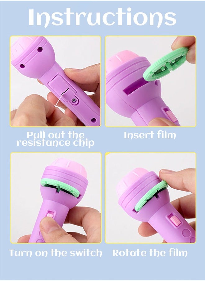 GROIC - Projection Flashlight Educational Toys Bedtime Night Lamp for Boys Girls 24 Images - purple - Image 1