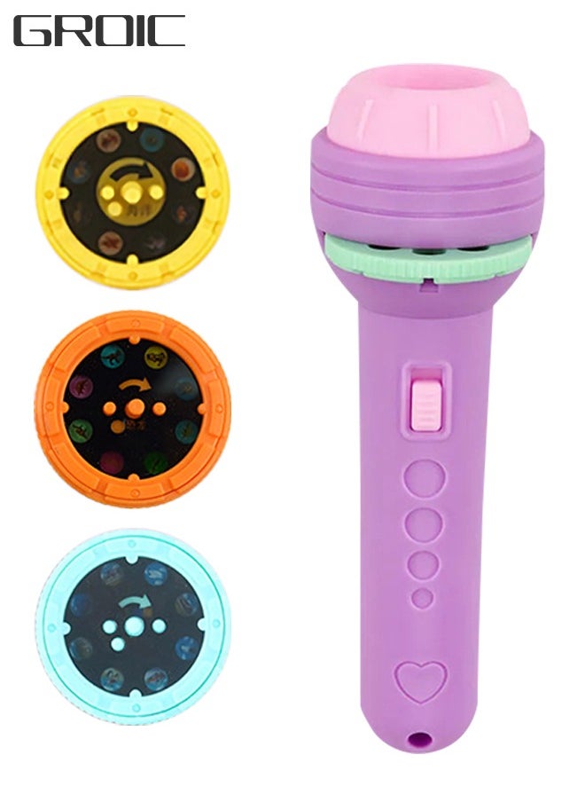 GROIC - Projection Flashlight Educational Toys Bedtime Night Lamp for Boys Girls 24 Images - purple - Image 1