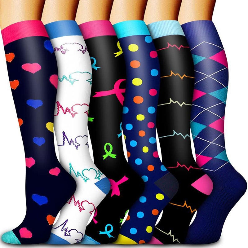 32 6 Pairs Of Compression Socks Suit Stockings Sports Running Fitness Compression Socks Calf Socks - Image 1