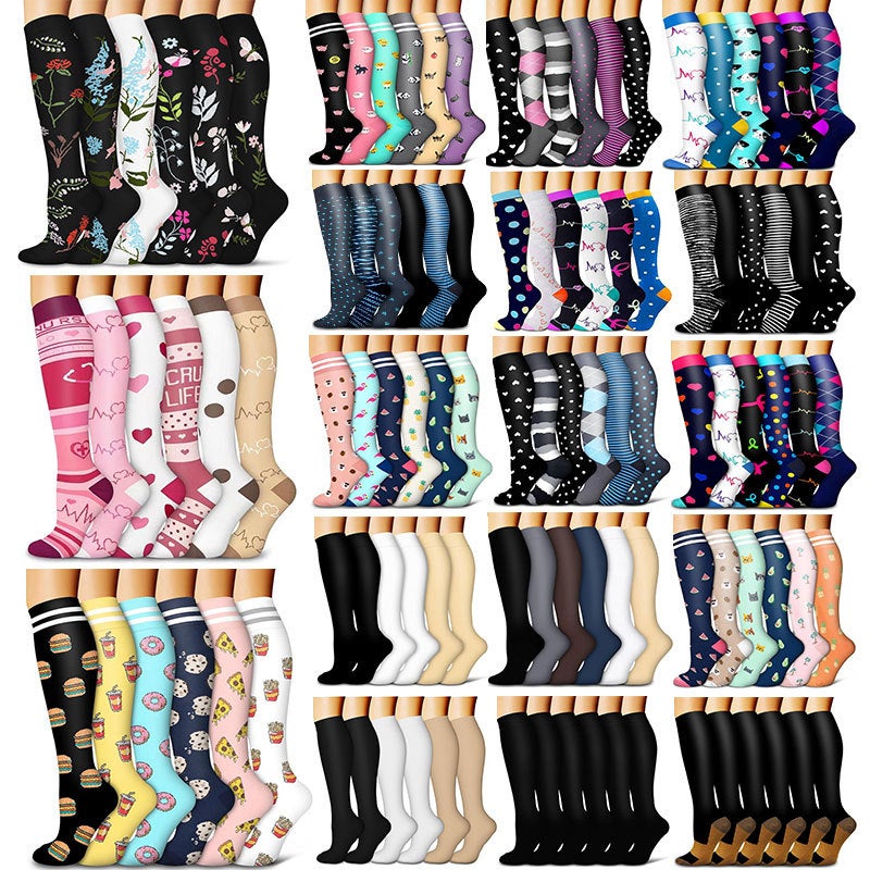 32 6 Pairs Of Compression Socks Suit Stockings Sports Running Fitness Compression Socks Calf Socks - Image 2