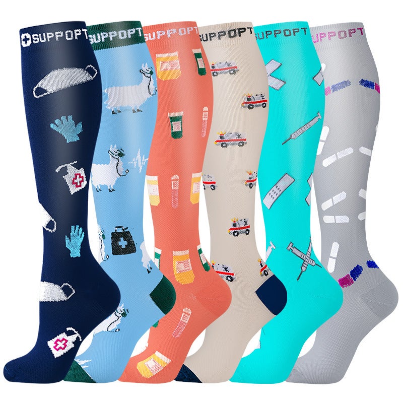 32 6 Pairs Of Compression Socks Suit Stockings Sports Running Fitness Compression Socks Calf Socks - Image 5