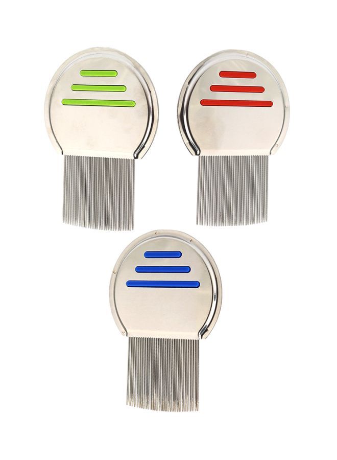 Loquat 3-Piece Pet Flea Comb Red/Blue/Green