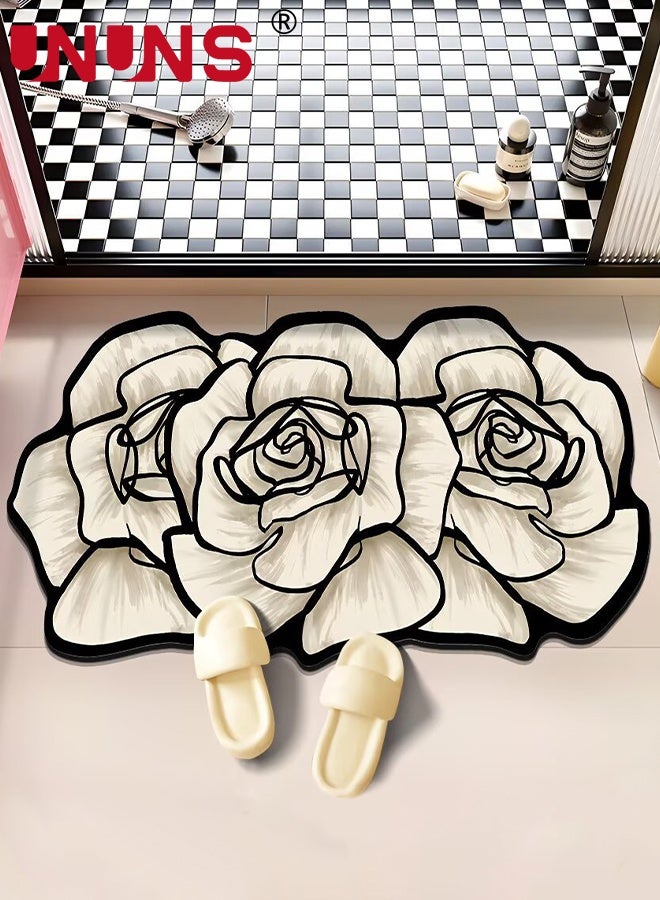 UNUNS Bath Mat Set,3pcs Bathroom Non-Slip Mat,Toilet U-Shaped,Washable Floor Mat,Area Rug,Light luxury Rose-Shaped Carpet,Floor Mat for Bathroom Powder Room Vanity Bathtub or Shower,Machine Washable - Image 4