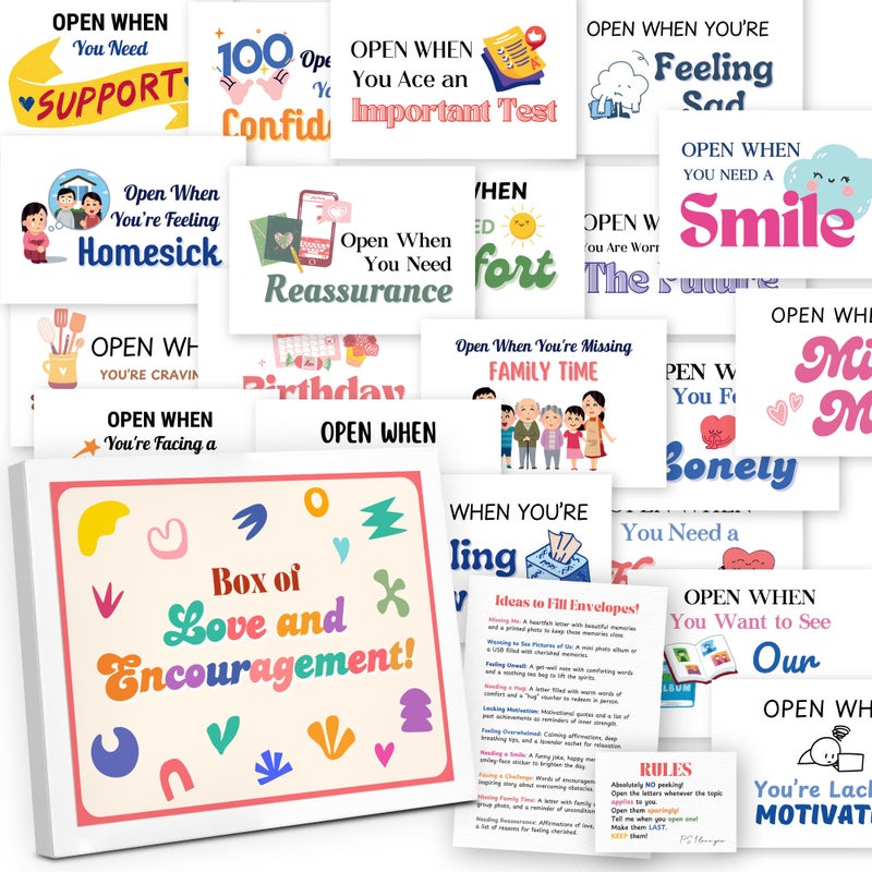 STOFINITY Open When Envelopes For College Student - Open When Letters College Survival Kit Gift Card Box 2025, Going Away To Colleges Gifts For Girls Daughter, Long Distance Gift Card Book Present - Image 1