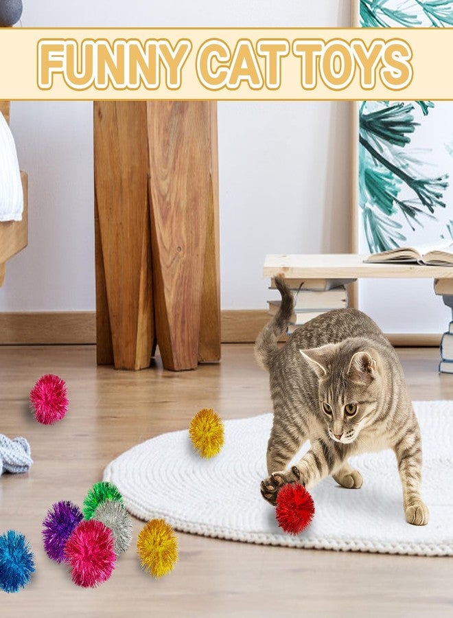 Eerrhhaq 50 Pcs Cat Pom Pom Balls,2 Inch Large Assorted Color Cat Toy Balls,Sparkle Ball for Indoor Cats,Interactive Glitter Cat Toys for Exercise and Entertainment - Image 4