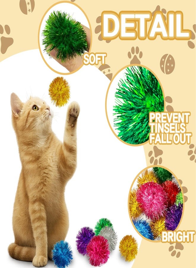 Eerrhhaq 50 Pcs Cat Pom Pom Balls,2 Inch Large Assorted Color Cat Toy Balls,Sparkle Ball for Indoor Cats,Interactive Glitter Cat Toys for Exercise and Entertainment - Image 3