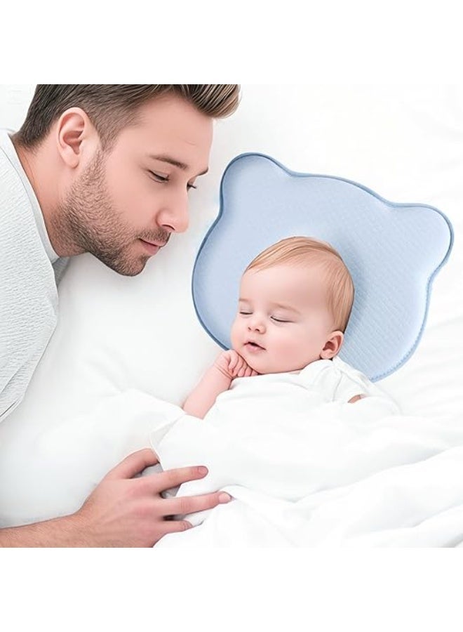 Baby Memory Foam Pillow for Newborns & Infants – Ergonomic Head & Neck Support Pillow with Breathable Blue Cover - Image 4