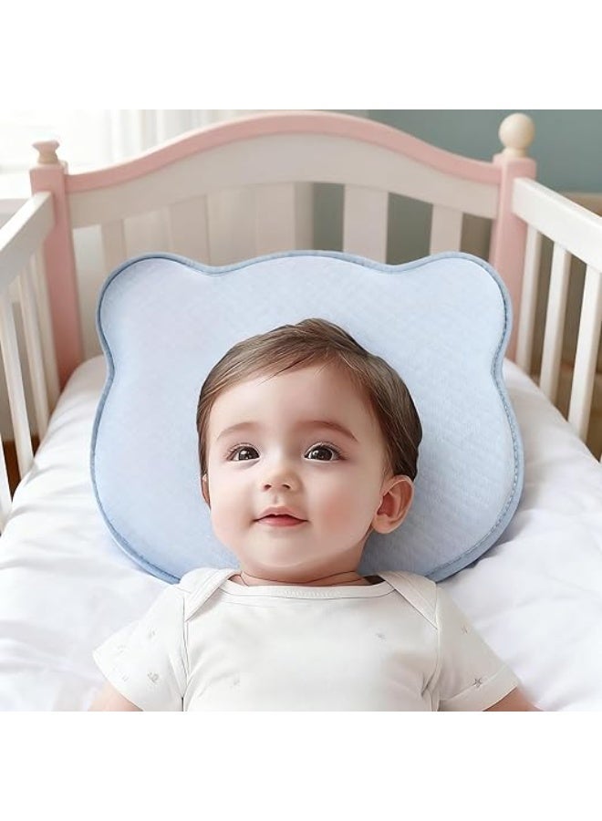 Baby Memory Foam Pillow for Newborns & Infants – Ergonomic Head & Neck Support Pillow with Breathable Blue Cover - Image 2