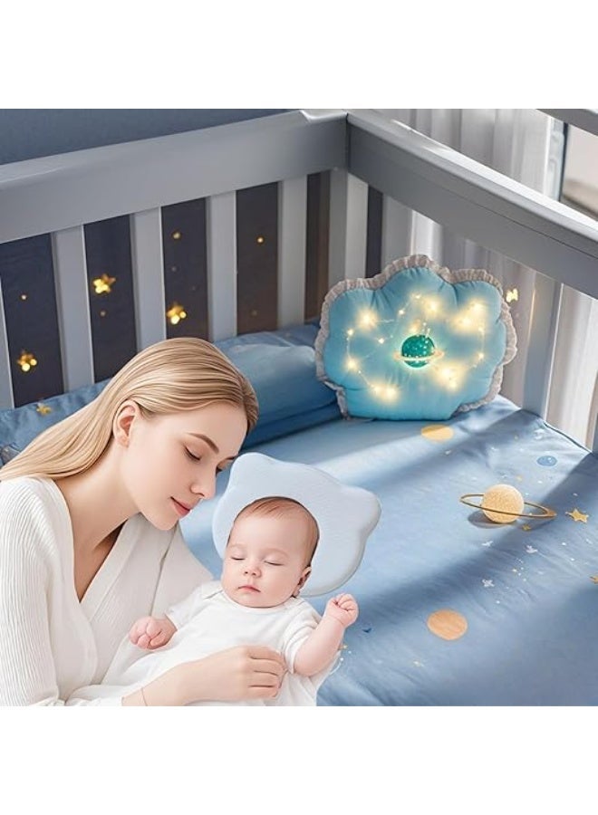 Baby Memory Foam Pillow for Newborns & Infants – Ergonomic Head & Neck Support Pillow with Breathable Blue Cover - Image 5