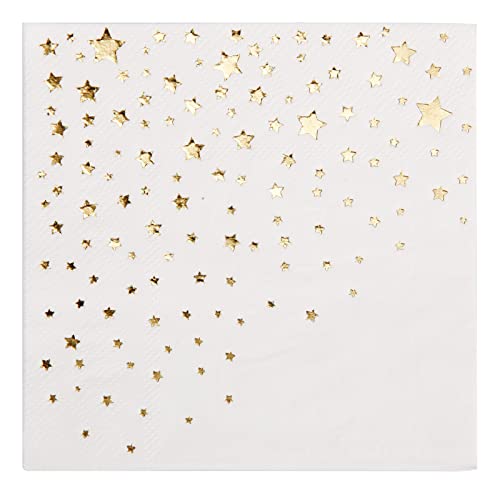 The Essential Concierge Stylish Gold Cocktail Napkins, 100 Disposable Paper Napkins, 5x5 Inch Gold Star Napkins, 3 Ply Napkins, Disposable Wedding Cocktail Napkins - Image 4