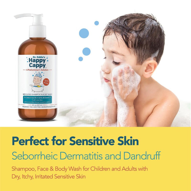 Happy Cappy Dr. Eddie’s Medicated Shampoo and Body Wash- Baby Dandruff Shampoo, Helps Cradle Cap and Seborrheic Dermatitis, Reduces Flakes and Redness, Dermatologist Tested, Fragrance-Free - 8 Fl Oz - Image 5