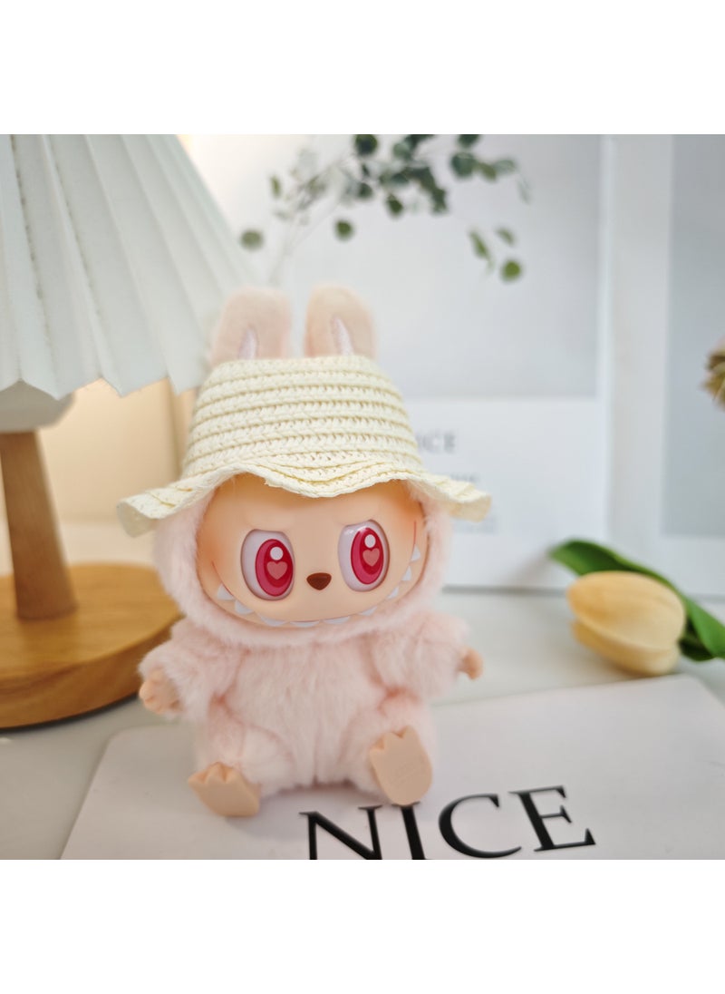 Labubu Doll Pink Tulle Dress Charm Wave straw hat (excluding baby) 