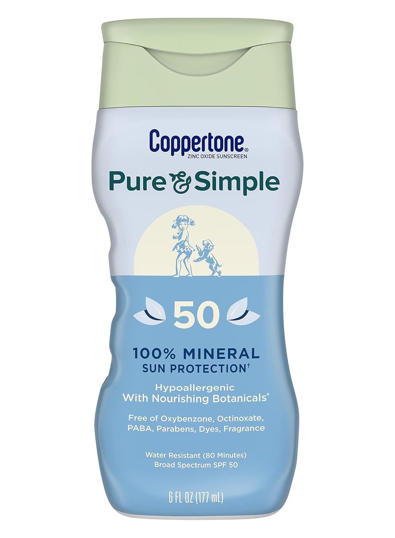 غسول واقي من الشمس بيور آند سيمبل بعامل حماية من الشمس 50 من كوبرتون، مقاوم للماء، لا يسبب الحساسية