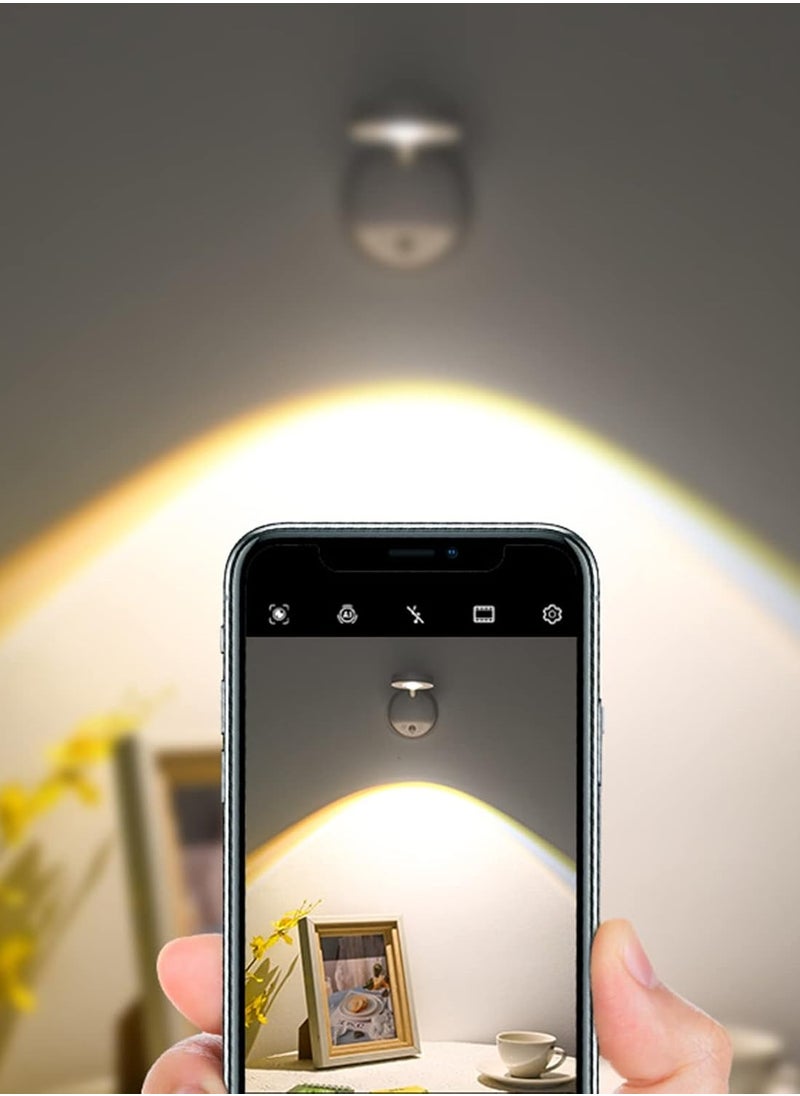Milatech Motion Sensor Picture Light LED Cat-Eye Bulb Wall Sconce 360° Rotation Rechargeable for Hallway Wall Stair Kids Room  - Image 3
