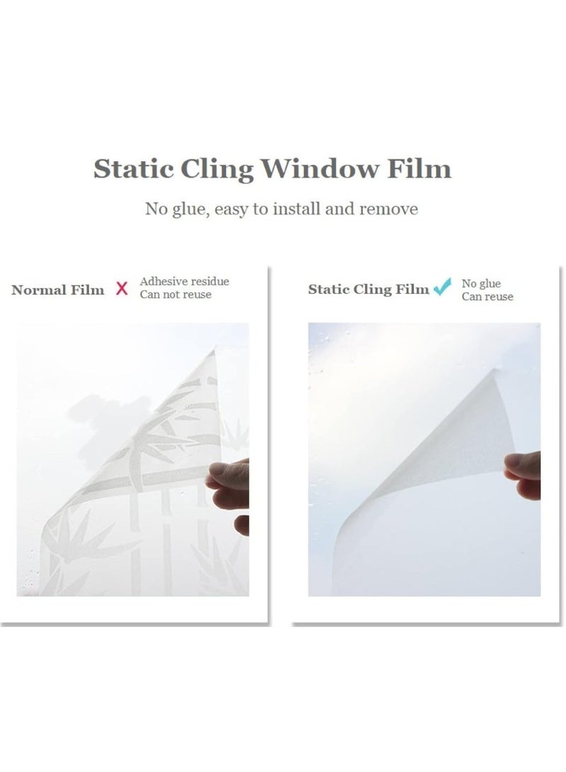 AIWANTO 5 Rolls Leaf Pattern Non-Adhesive Frosted Window Film Static Cling Opaque Glass Film  Anti-UV Decorative Window Sticker  45 x 200 cm - Image 3