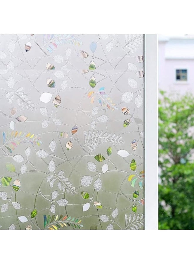 AIWANTO 5 Rolls Leaf Pattern Non-Adhesive Frosted Window Film Static Cling Opaque Glass Film  Anti-UV Decorative Window Sticker  45 x 200 cm - Image 1