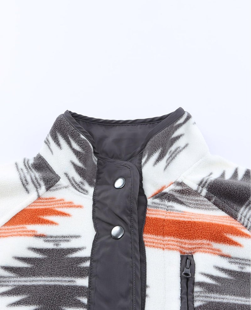 SELINK Womens Fleece Jacket Western Aztec Print Long Sleeve Snap Button Down Shacket Jackets with Pockets Blue-M - Image 5