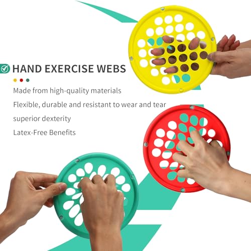 ZHIAMZ Hand Exercise Webs for Physical Therapy, Hand Grip Strengthener, Finger Exerciser, Portable Size, Latex Free, 7" Diameter (Light-Yellow) - Image 5