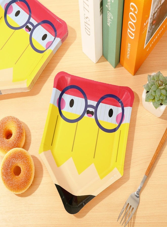 JarThenaAMCS Back to School Pencil Paper Plates First Day of School Disposable Plate Preschool Graduate Decorative Plates for Graduation Kindergarten Party Supplies Table Decor, 9 x 7.3 in, 24Pcs - Image 4