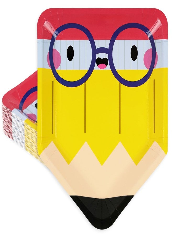 JarThenaAMCS Back to School Pencil Paper Plates First Day of School Disposable Plate Preschool Graduate Decorative Plates for Graduation Kindergarten Party Supplies Table Decor, 9 x 7.3 in, 24Pcs - Image 1