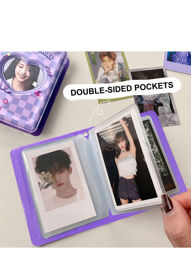 2 Pack 3-Inch Mini Photo Album - Kpop Card Holder with 40 Pockets & Pendant, Stylish Pink & Blue Design - Image 5