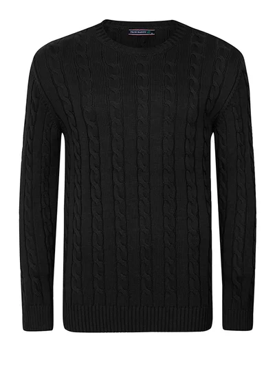 FELIX HARDY Cable Knit Crew Neck Pullover
