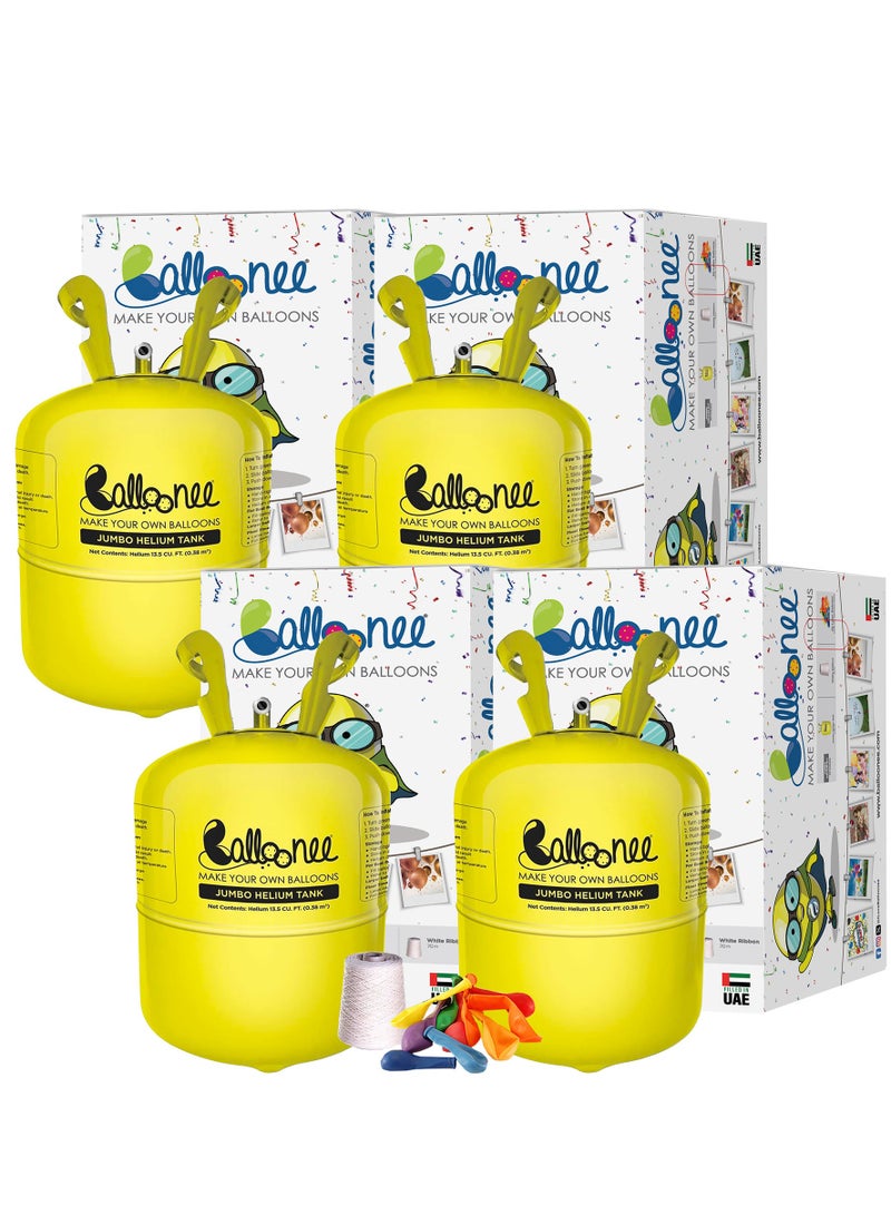 Balloonee Jumbo Disposable Helium Party Kit - Pack of 4, Helium Tank for Balloons At Home - Image 1
