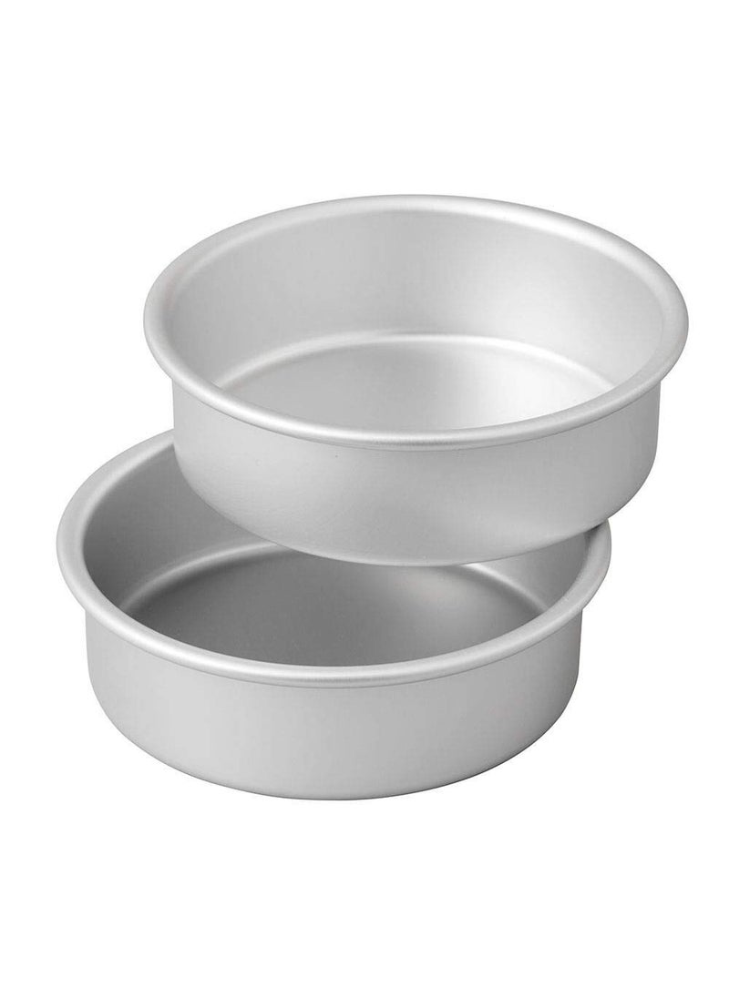 FOSSIL FOSSIL Aluminium Baking Round Cake PanMould for Microwave Oven Size 6 inch Diameter x 2 inch Height Combo 2 Pieces  - Image 1