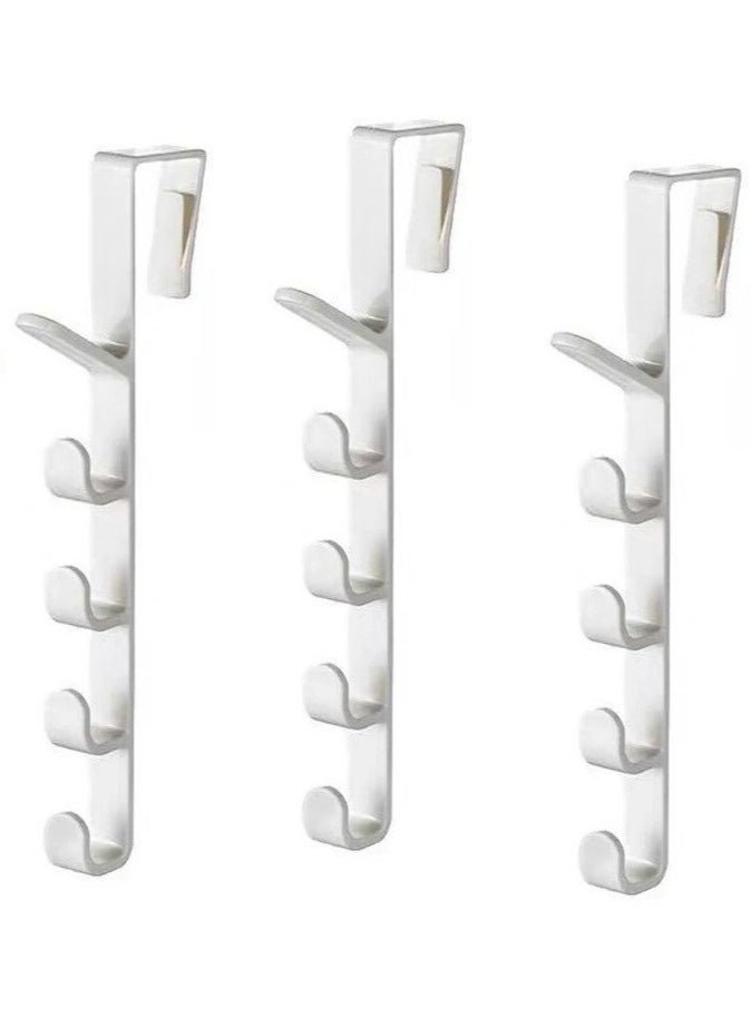 Zorqon - Set of 3 Over The Door Hook Hanger For Clothes - White - Image 1