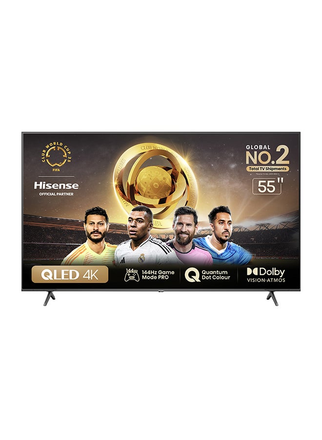 Hisense 55 inch 4K UHD Full Array Local Dimming Smart TV | QLED | AI Sport Mode | Smooth motion | DTS | 144Hz | Game Mode Pro | Built in receiver | Voice control | Dolby Vision | Dolby Atmos | Airplay | Built in Subwoofer | 55Q7N Black - Image 1