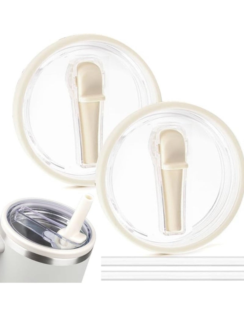 Generic - 2 Pack 30 oz Tumbler Flip Straw Lid Replacement Fit for Stanley Quencher Tumbler with Straws,Leak Proof Splash Resistant Tumbler Lids for Stanley Cup Accessories,White - Image 1
