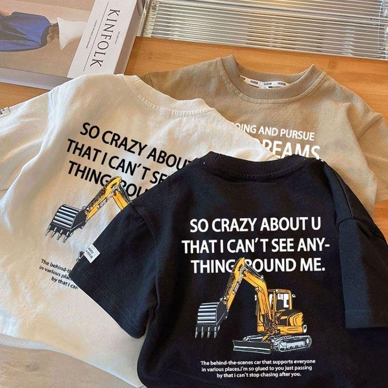 Korean Version Of Children'S Cotton Boys Short Sleeve T-Shirt Printing Digger Baby Children'S Bottoming Shirt Top Cotton T - Image 1