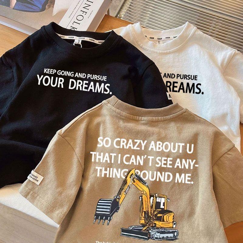 Korean Version Of Children'S Cotton Boys Short Sleeve T-Shirt Printing Digger Baby Children'S Bottoming Shirt Top Cotton T - Image 4
