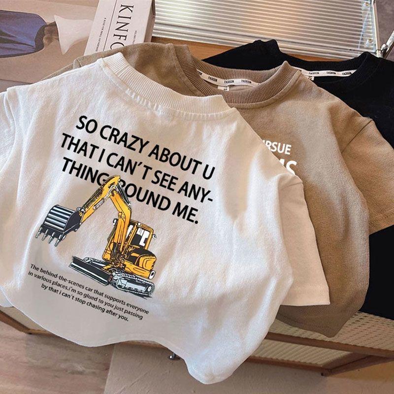 Korean Version Of Children'S Cotton Boys Short Sleeve T-Shirt Printing Digger Baby Children'S Bottoming Shirt Top Cotton T - Image 5