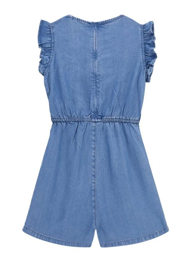 جس Kids Lyocell Denim Ss Romper