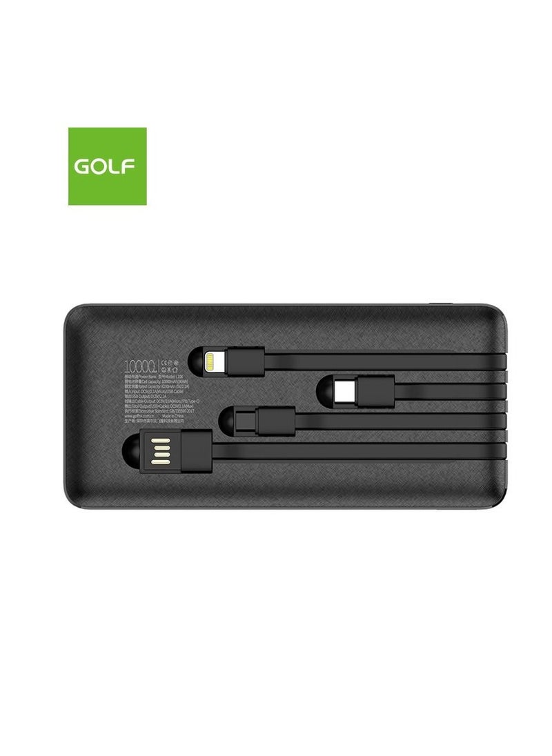 GOLF SPACE Golf L106 10000 Mah Powerbank With Built In Cables – Black  - Image 2