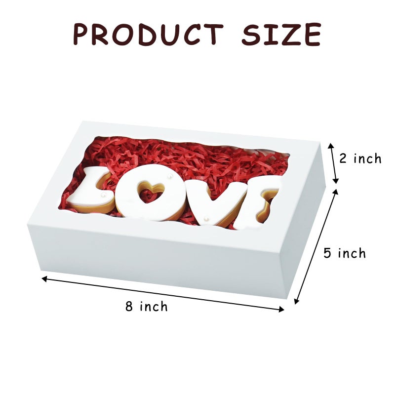 XINHPKGG 50pcs Cookie Boxes with window 8x5x2 Inch Bakery Boxes Treat Box Dessert Box for Chocolate Covered Strawberries Macaron Pastry - White - Image 4