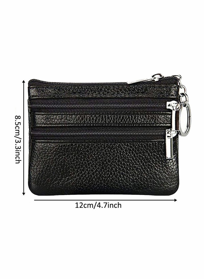 Genuine Leather Coin Wallet for Men & Women - Compact Card Purse with Key Ring & Zipper, Vintage Mini Change Pouch, Perfect Gift Idea - Image 5