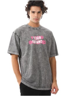 WHITE RABBIT Tye-Die Heather Black Printed T-Shirt  - Image 1