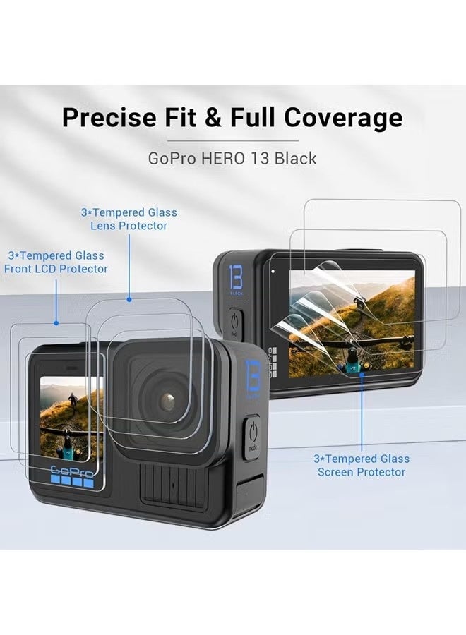 جراب سيليكون لكاميرا GoPro Hero 13 Black، غطاء جانبي للبطارية، واقيات شاشة، أغطية عدسات، حبل تعليق، ووسادات لاصقة. طقم ملحقات - Image 4