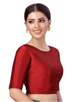 Studio Shringaar Studio Shringaar Women's Polyester Elbow Length Sleeves Plain Coloured Saree Blouse(Maroon, 42)  - Image 3