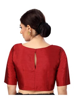 Studio Shringaar Studio Shringaar Women's Polyester Elbow Length Sleeves Plain Coloured Saree Blouse(Maroon, 42)  - Image 4