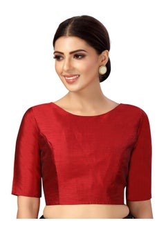 Studio Shringaar Studio Shringaar Women's Polyester Elbow Length Sleeves Plain Coloured Saree Blouse(Maroon, 42)  - Image 1