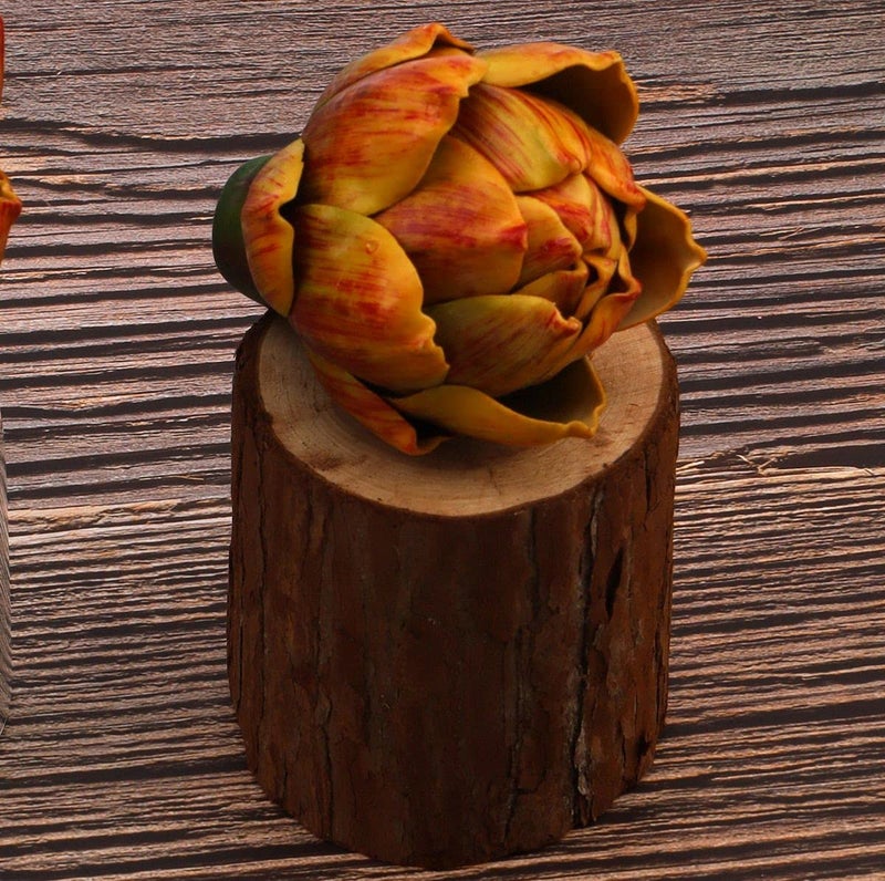 Meiwlong Meiwlong 3Pcs Artificial Fake Artichoke Vegetable Large Yellow Decoration Lifelike Flowers Bouquet Realistic Fruit Party Christmas Kitchen Indoor Supplies  - Image 2