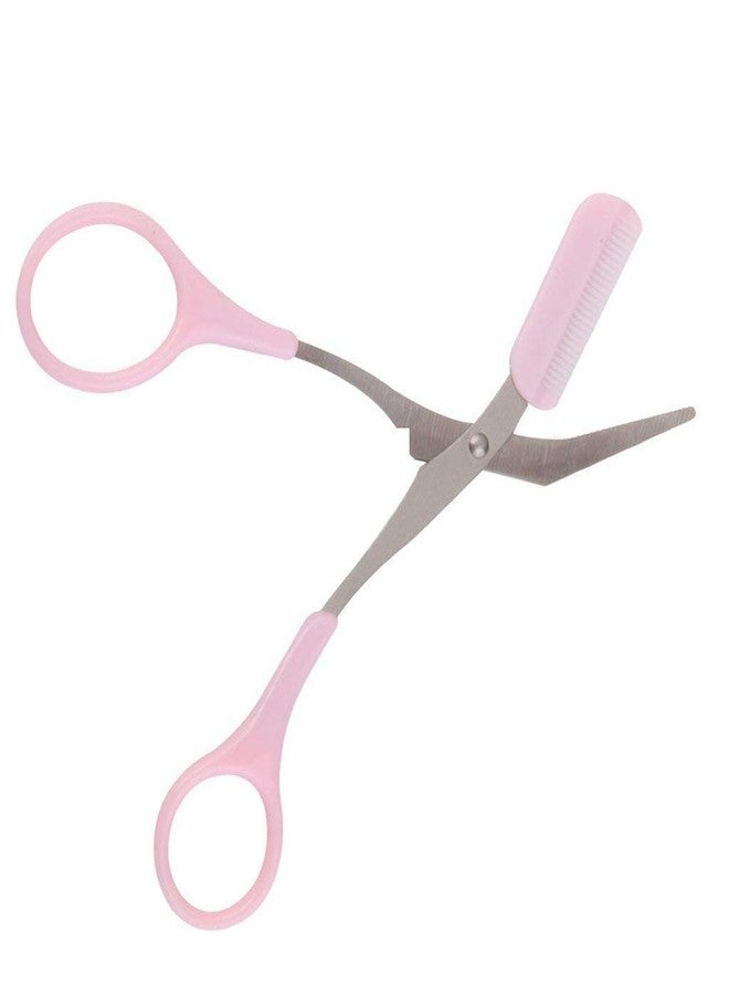 Rexmon Stainless Steel Eyebrow Shaping Cut Scissors Comb Hair Remover Beauty Tool Shaver Makeup Tools Hair Grooming Removal,Pink - Image 1