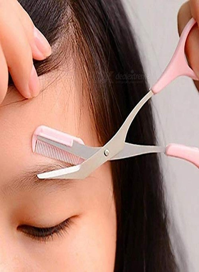 Rexmon Stainless Steel Eyebrow Shaping Cut Scissors Comb Hair Remover Beauty Tool Shaver Makeup Tools Hair Grooming Removal,Pink - Image 2