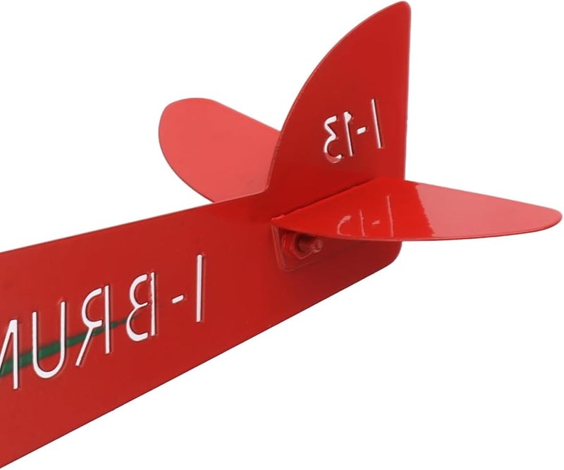 طاحونة هواء معدنية مقاومة للصدأ على شكل طائرة ثلاثية الأبعاد باللون الأحمر لتزيين حديقة الفناء - Image 5